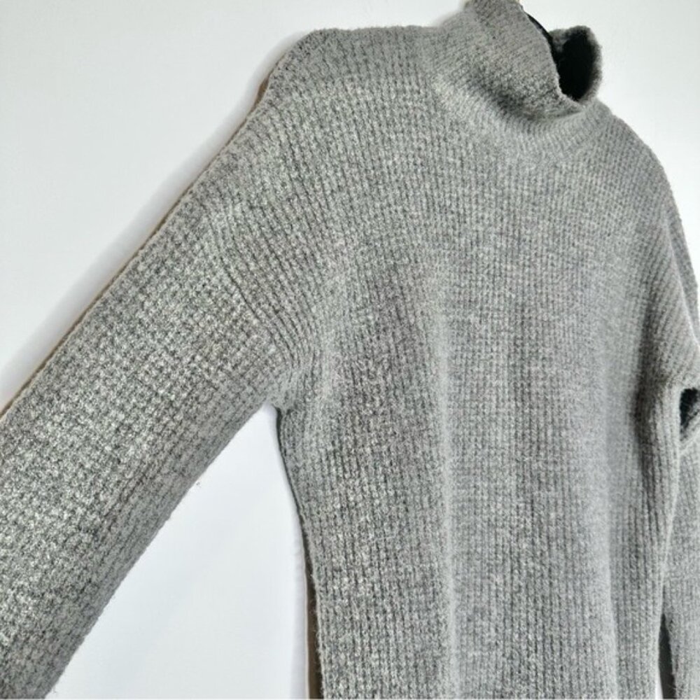 Madewell Gray Waffle Knit Mock Neck Alpaca Wool Sweater - Picture 4 of 9